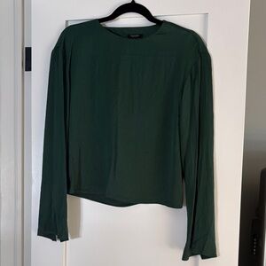 Massimo Dutti Forest Green Long Sleeve Blouse